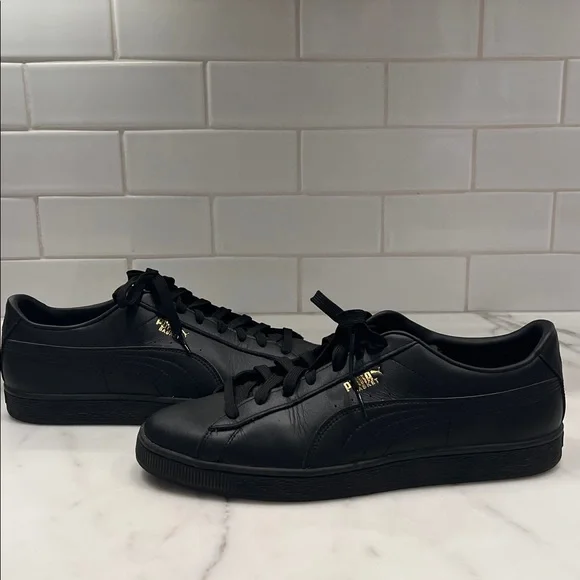 Puma Men's Black Leather Sneakers 12 - Picture 4 of 11